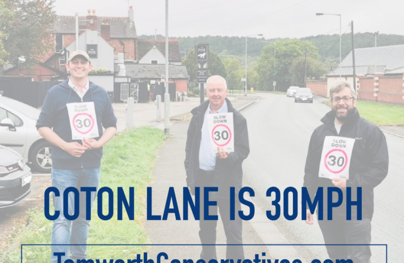 coton lane is 30mph
